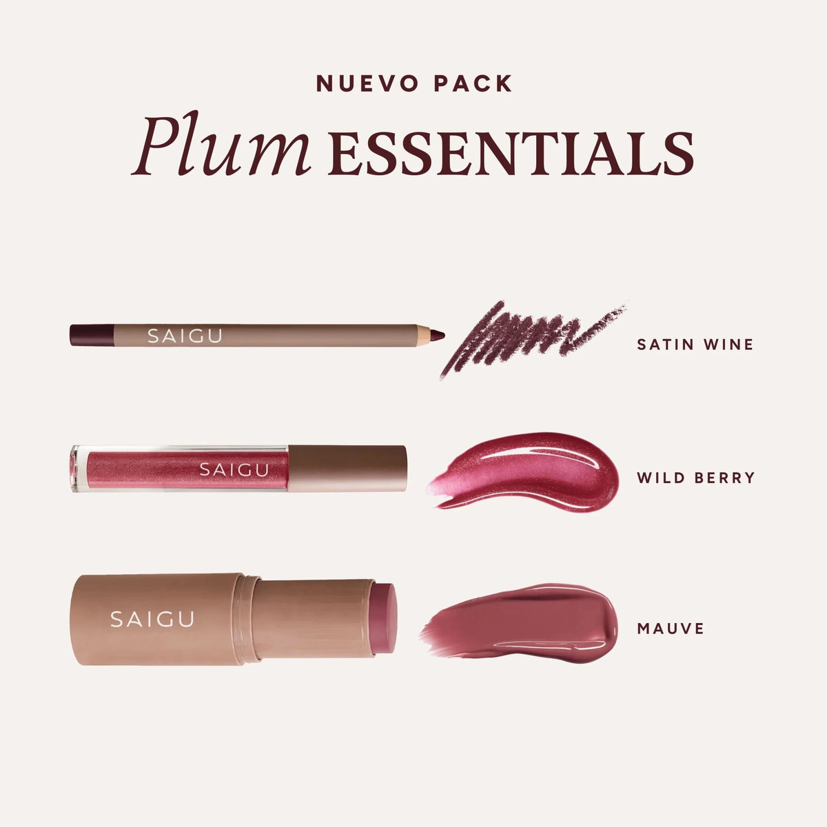 Pack Golden Plum Essentials - Saigu Cosmetics